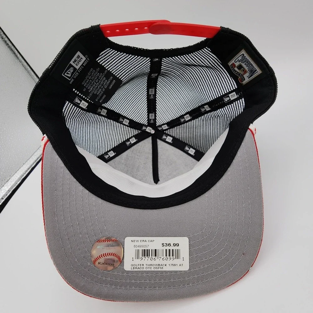 Atlanta Braves‎ Golfer Hat New Era Throwback Mesh Snapback Black Red Cap NEW